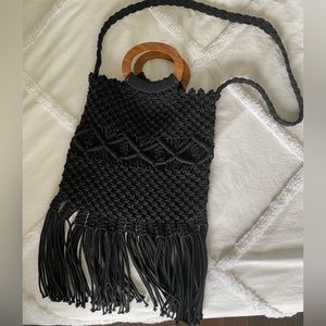 Boho-chic black crochet purse